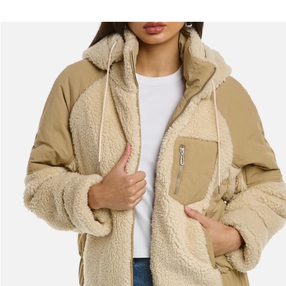 ba&sh Beige and Cream Teddy Jacket size XS